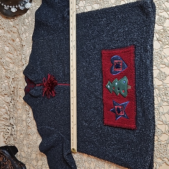 Vintage C&B Sport by Croft & Barrow Gray Fleece Pullover Christmas Jacket - Picture 9 of 12